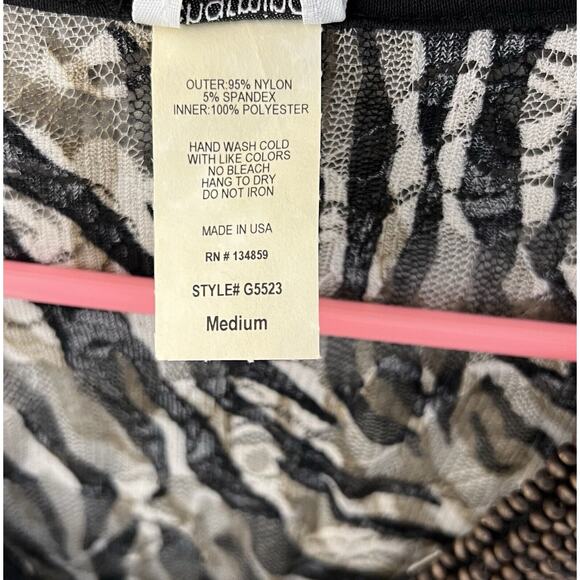 Charming Charlie Lace Overlay Animal Print Kimono Sleeve Poncho Top Womens Sz M - Picture 4 of 8